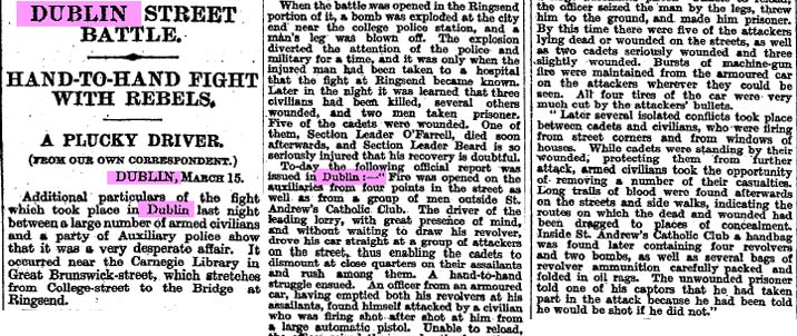 times report of wounding of ADRIC men